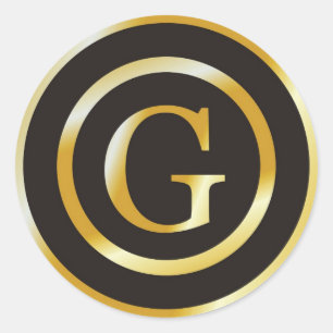 Initial G Gold Monogram Wedding  Stickers