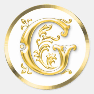 Initial G Round Sticker in Gold