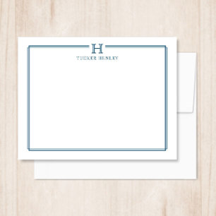 Initial Gift for Men Office Stationery Navy Blue Card
