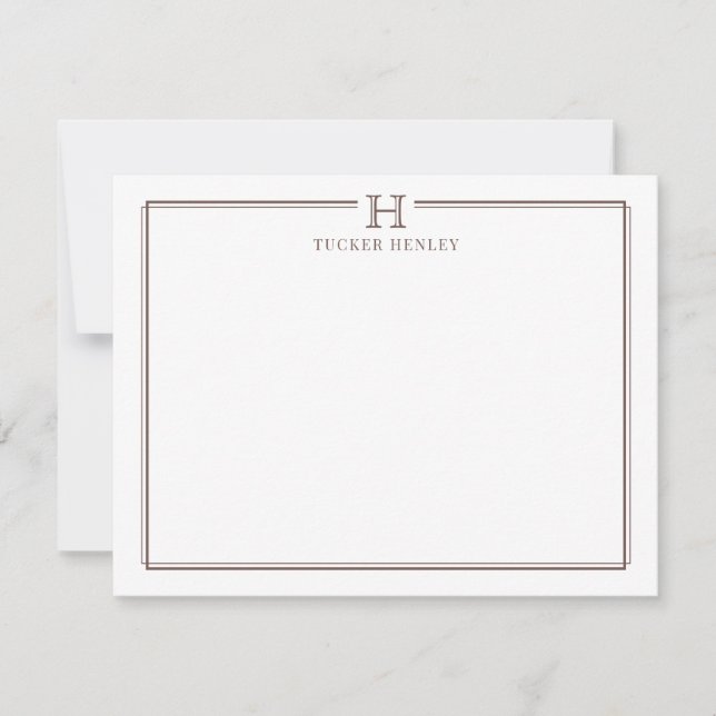 Initial Gift Men's Office Stationery Dark Brown Card (Front)