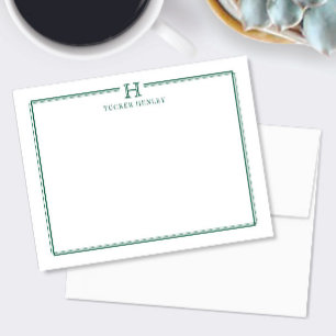 Initial Gift Men's Office Stationery Hunter Green Card