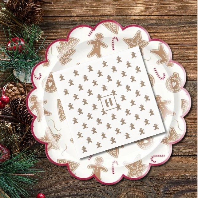 Initial, Gingerbread Man Cookies Holiday Paper Napkin (Creator Uploaded)