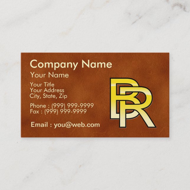 initial gold B and R on leather bottom Business Card (Front)