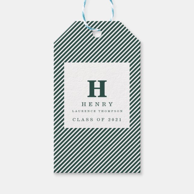 INITIAL green gRADUATION PARTY GIFT TAGS (Front)