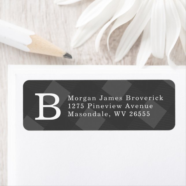 Initial grey plaid return address (Insitu)