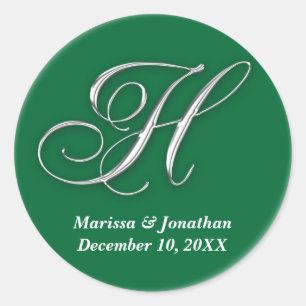 Initial H green monogram custom name favour seal