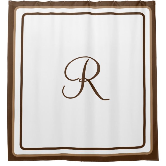 Initial Hotel Chic Monogrammed Simple Brown Bath Shower Curtain (Front)
