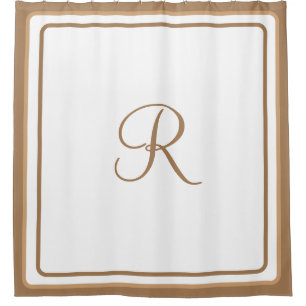 Initial Hotel Chic Monogrammed Simple Gold Brown S Shower Curtain