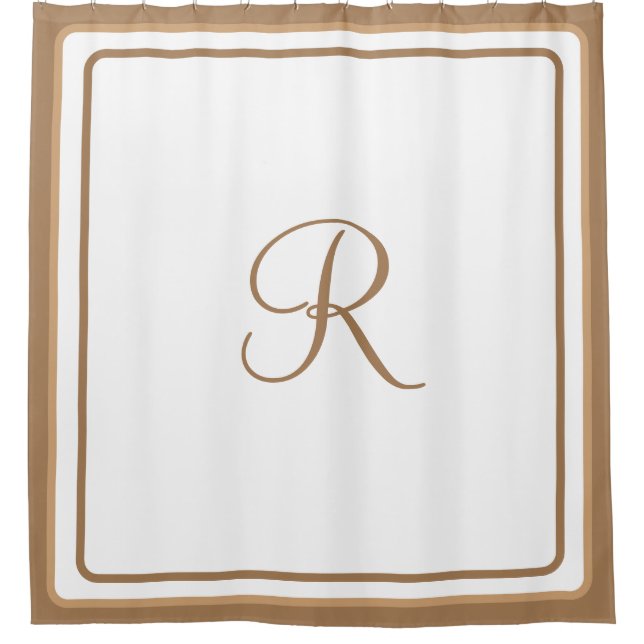 Initial Hotel Chic Monogrammed Simple Gold Brown S Shower Curtain (Front)