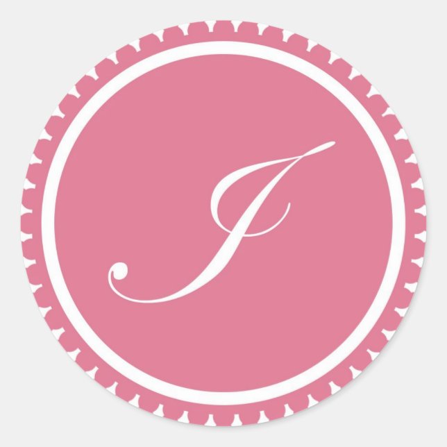 Initial I princess pink monogram seal party favour (Front)