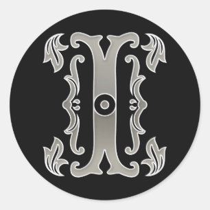 Initial I Round Sticker in Gold