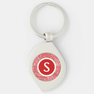 Initial in Red Key Ring