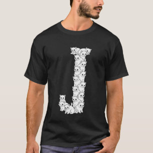 Initial J Capital Letter Funny Cat Lover Feline Ki T-Shirt