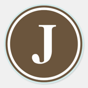 Initial J monogram circle letter seal party favour