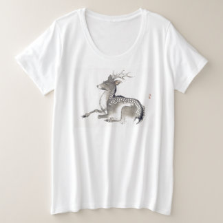 INITIAL JAPANESE DEER PLUS SIZE COTTON T-SHIRT