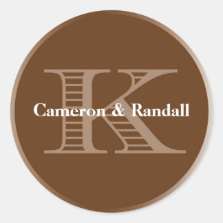 Initial K brown monogram name tag party favour