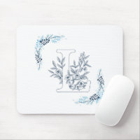 Initial "L" Blue Monogram Calm Floral