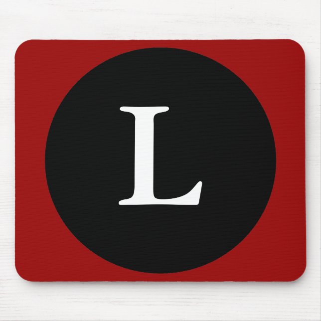 Initial L / Letter L Red Black & White Mousepad (Front)
