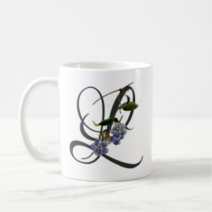 Initial L, Vintage Laurel Clockvine Coffee Mug