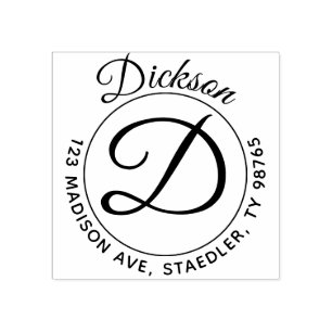 Initial Last Name Round Address Stamp Monogram