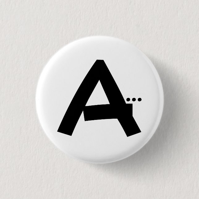 Initial Letter A Monogram Modern Button (Front)