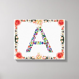 Initial Letter A, Monogram Modern Stylish Trendy Canvas Print