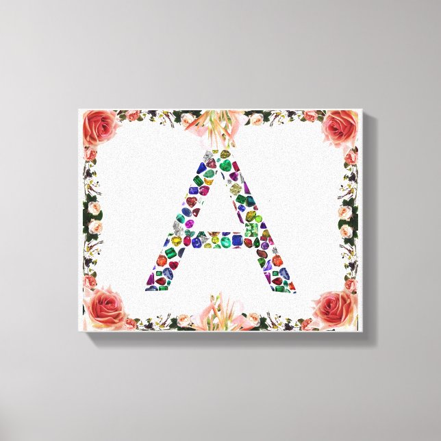 Initial Letter A, Monogram Modern Stylish Trendy Canvas Print (Front)