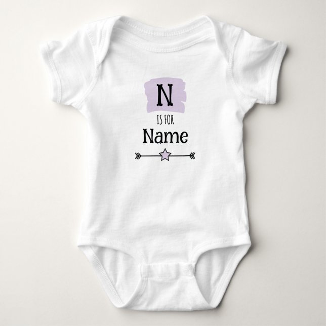 Initial Letter [A-Z] is for [Personalised Name] Baby Bodysuit (Front)