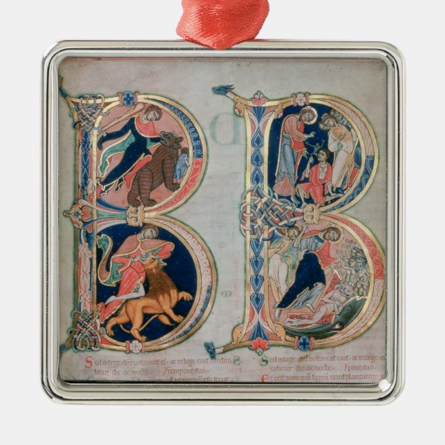 Initial letter 'B' Beatus vir - Blessed is the Metal Tree Decoration (Front)