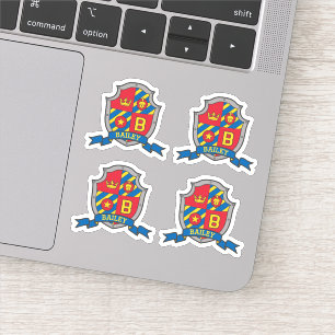 Initial letter B custom name lion crest shield