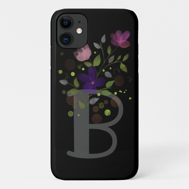 Initial Letter B Plus Floral Design Case-Mate iPhone Case (Back)
