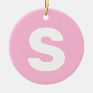 Initial Letter Cotton Candy Pink Simple Elegant Ceramic Tree Decoration