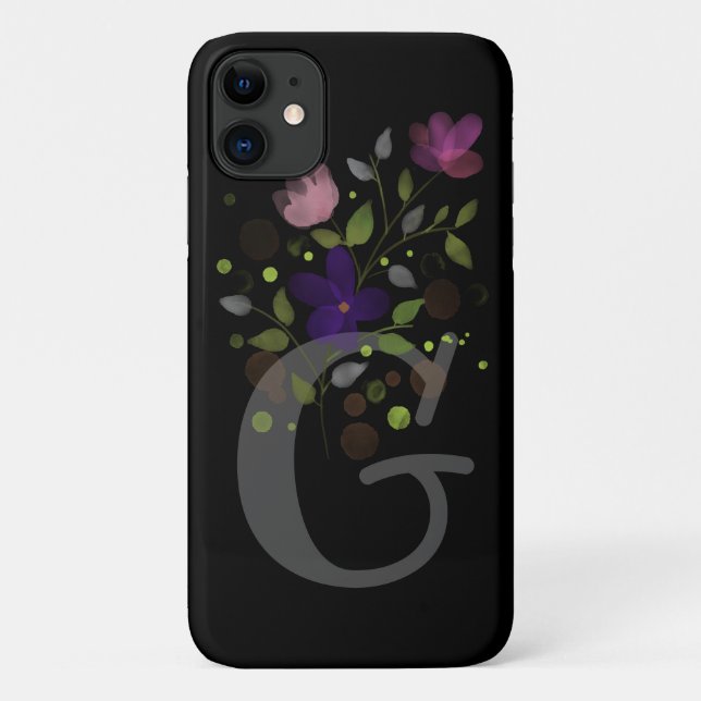 Initial Letter G Plus Floral Design Case-Mate iPhone Case (Back)