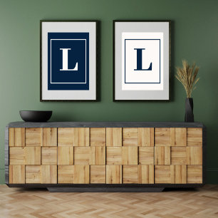 Initial Letter Grey Monogram Modern Stylis Poster