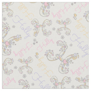 Initial letter H Holly name fabric
