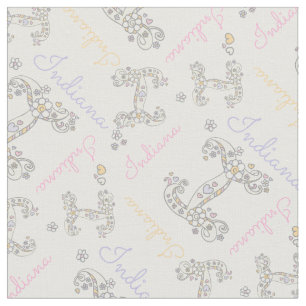 Initial letter I custom Indiana name fabric