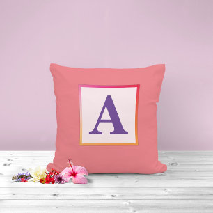 Initial letter in gradient square/ Monogram Cushion