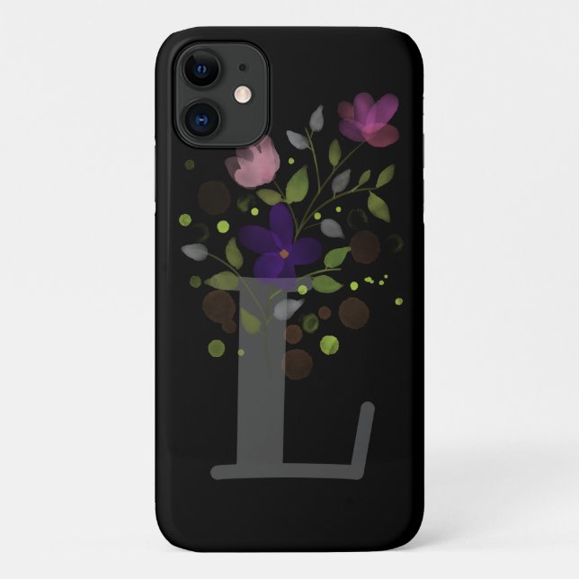 Initial Letter L Plus Floral Design Case-Mate iPhone Case (Back)