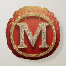 Initial Letter M Gold Glitter Monogram