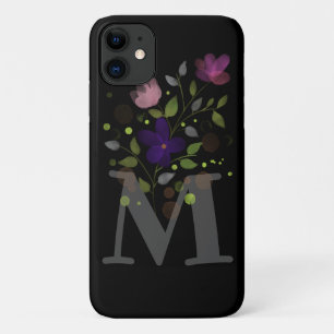 Initial Letter M Plus Floral Design Case-Mate iPhone Case