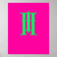 Initial Letter Modern Monogram Stylish Pink Green 