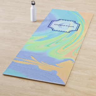 Initial Letter Monogram and Name   Paint Swirl Yoga Mat
