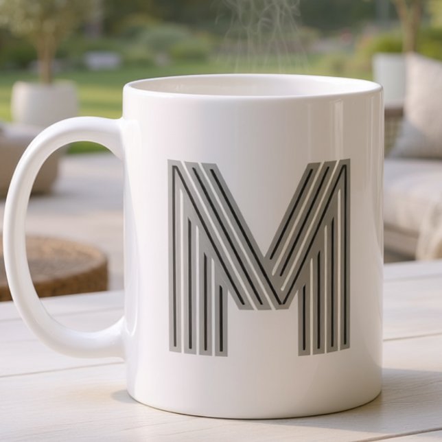 Initial Letter Monogram Black White Modern Stylish Coffee Mug (Creator Uploaded)