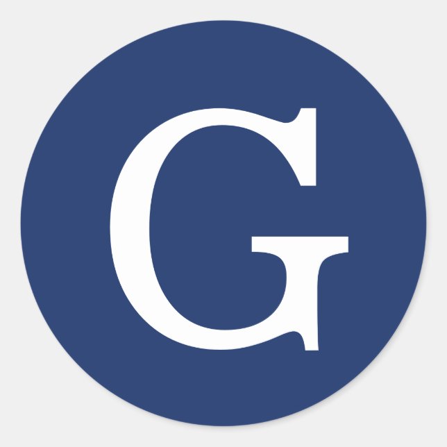 Initial Letter Monogram Blue White Plain Simple Classic Round Sticker (Front)