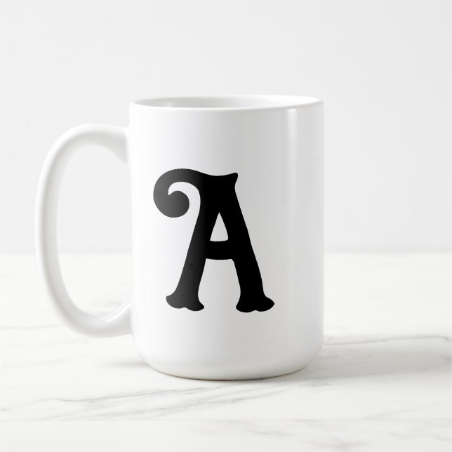 Initial letter monogram customisable present coffee mug (Left)