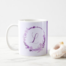 Initial Letter Monogram Elegant Chic Purple Floral