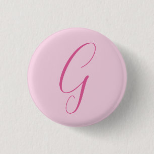 Initial Letter Monogram Light Pink Plain Chic 3 Cm Round Badge