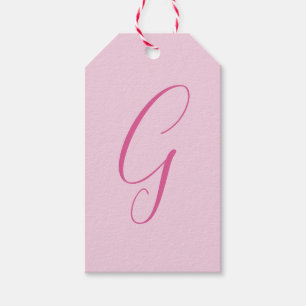 Initial Letter Monogram Light Pink Plain Chic Gift Tags