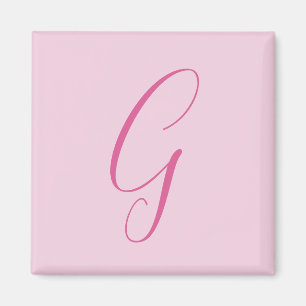 Initial Letter Monogram Light Pink Plain Chic Magnet