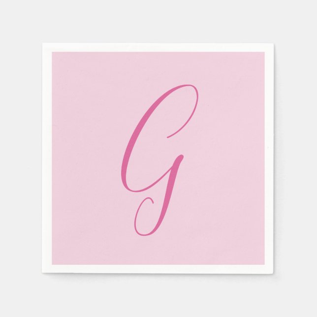 Initial Letter Monogram Light Pink Plain Chic Napkin (Front)